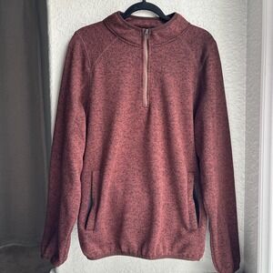 Browning Quarter Zip Mens M Pullover Burgundy Heathered Fleece Buckmark Logo